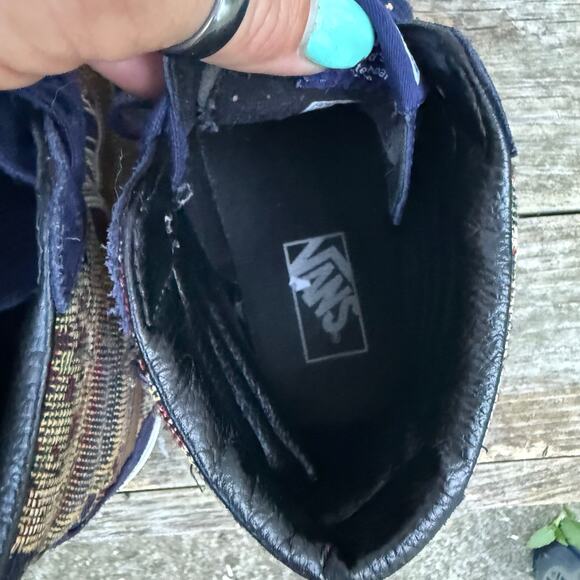 Vans Hi Top Sneakers Blue Suede 90s Vintage Tapestry Mrs Doubtfire M7.5/W9 - Picture 7 of 8